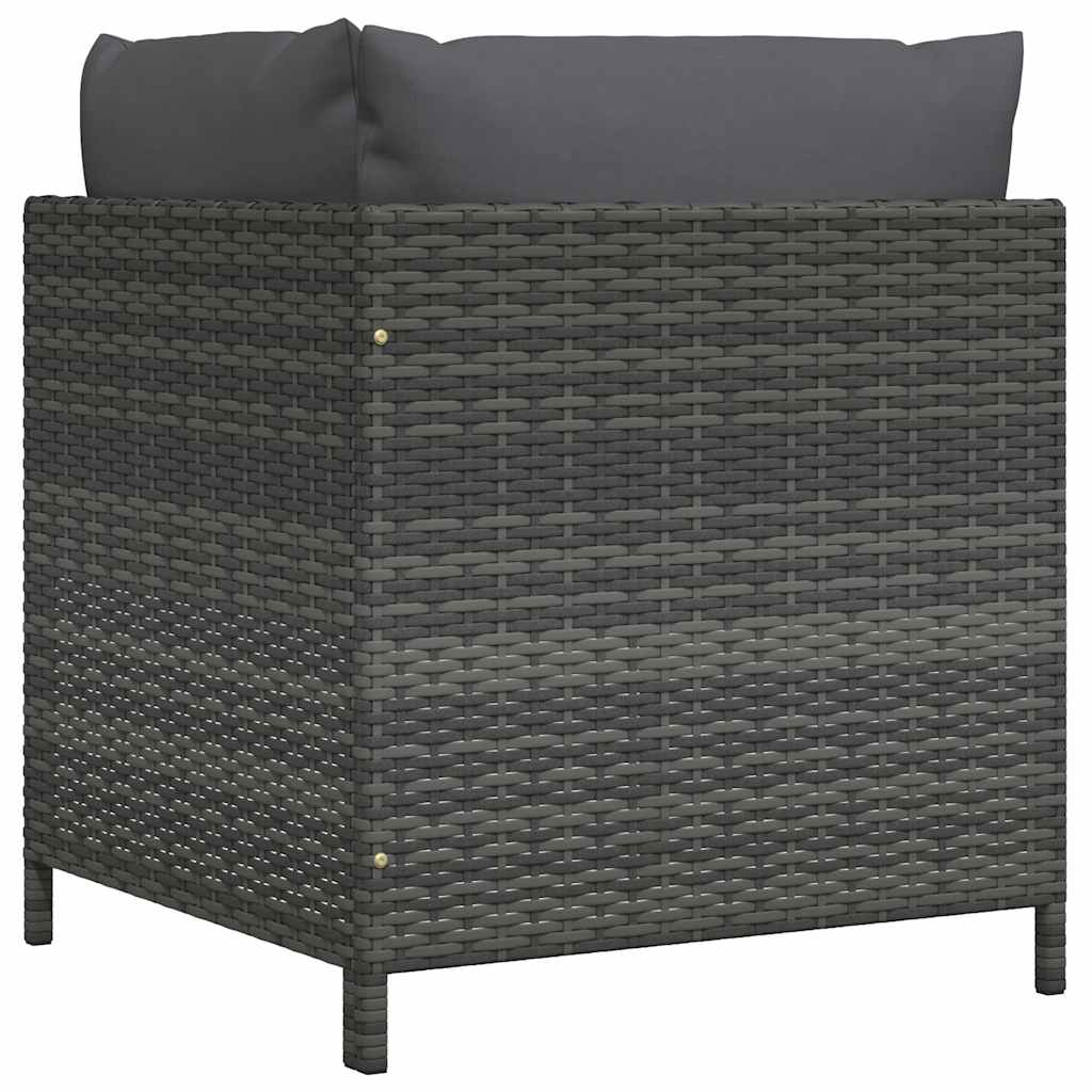 vidaXL Canapé d'angle modulaire avec coussins Gris Résine tressée
