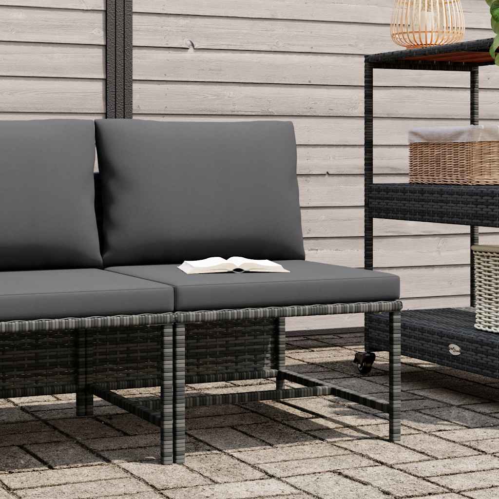 vidaXL Canapé d'angle modulaire avec coussins en polyrotin gris