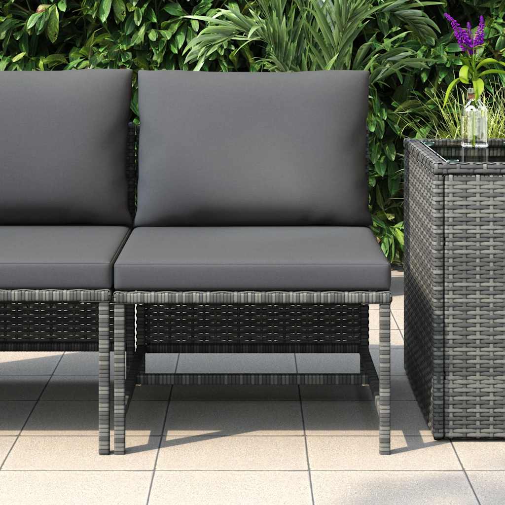 vidaXL Canapé d'angle modulaire avec coussins en polyrotin gris