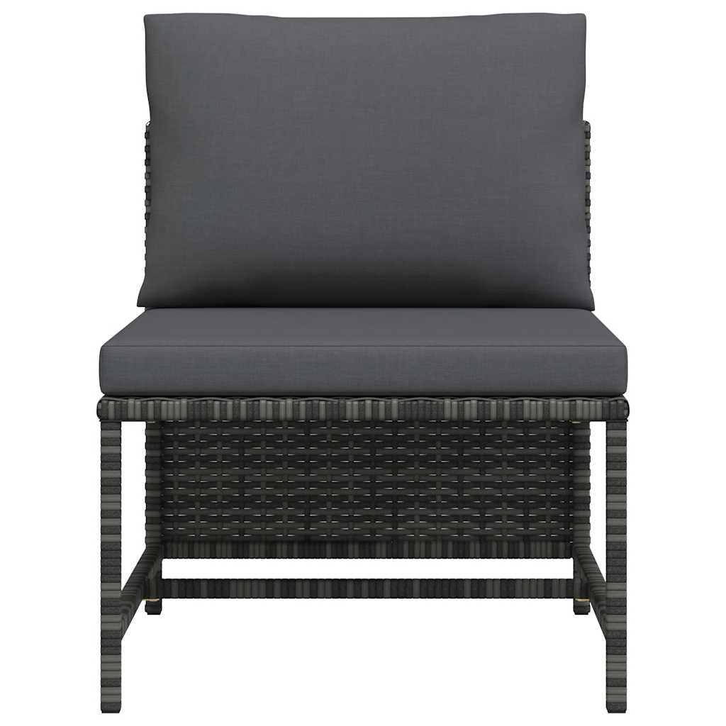 vidaXL Canapé d'angle modulaire avec coussins en polyrotin gris