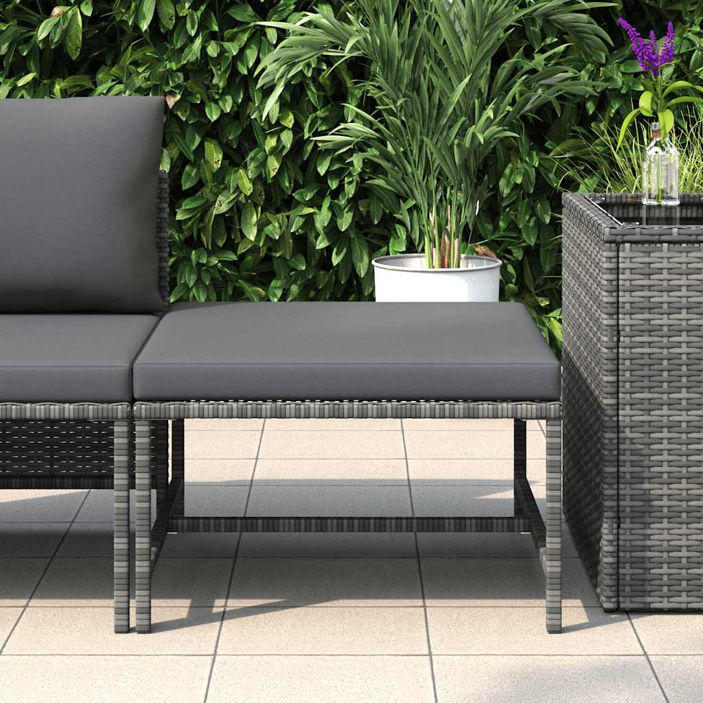vidaXL Repose-pieds modulaire avec coussin gris résine tressée