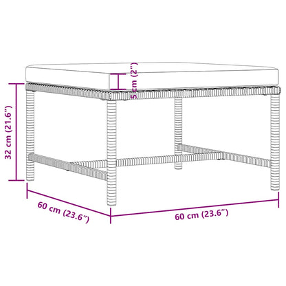 vidaXL Repose-pieds modulaire avec coussin gris résine tressée