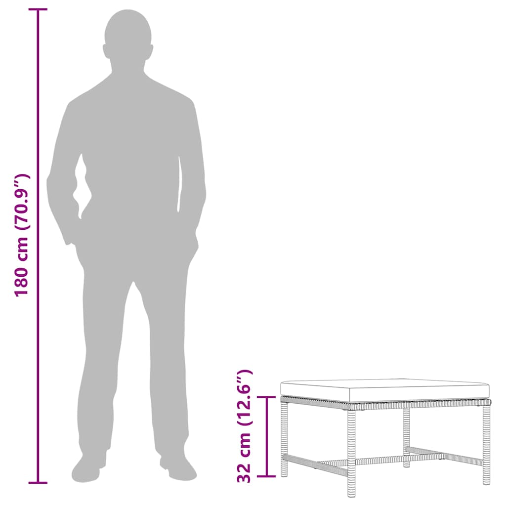 vidaXL Repose-pieds modulaire avec coussin gris résine tressée