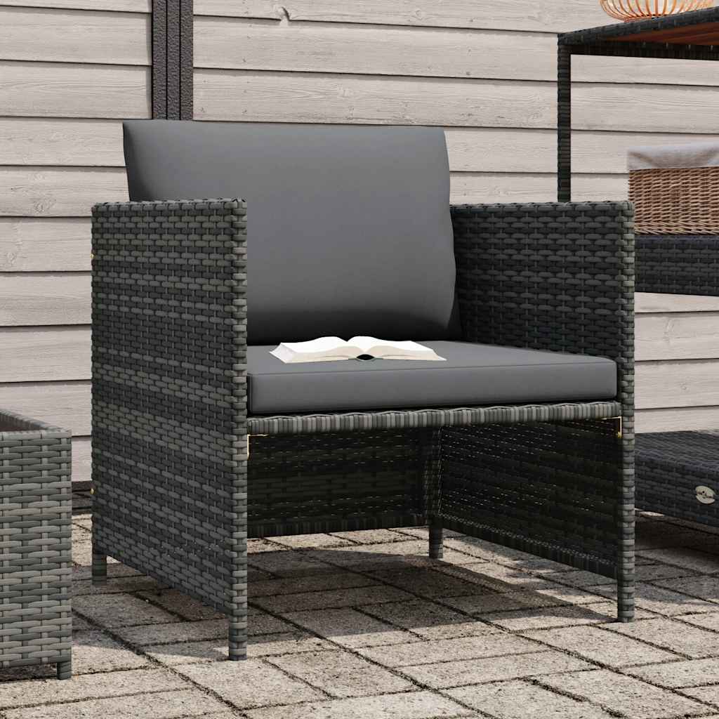 vidaXL Canapé de jardin avec coussins en poly rotin gris