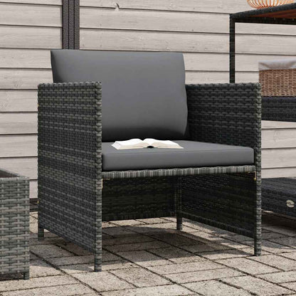 vidaXL Canapé de jardin avec coussins en poly rotin gris