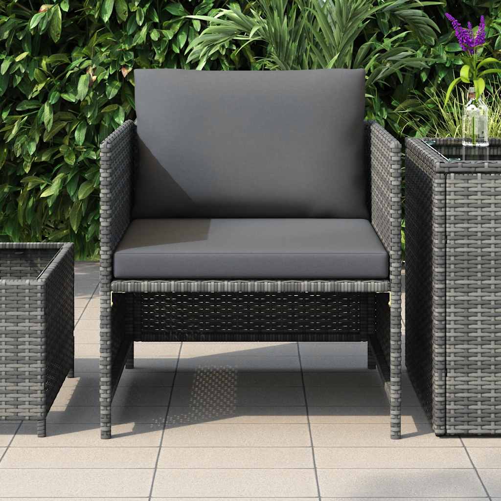 vidaXL Canapé de jardin avec coussins en poly rotin gris