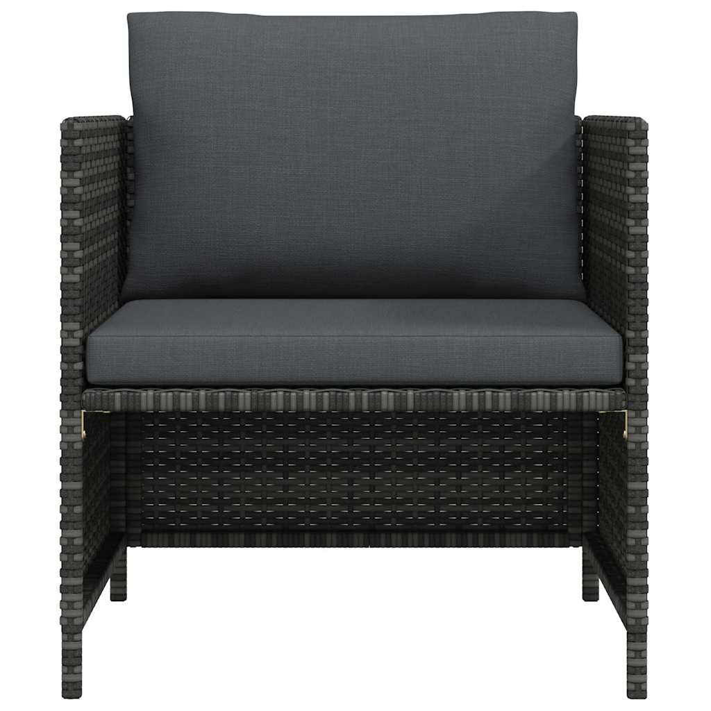 vidaXL Canapé de jardin avec coussins en poly rotin gris