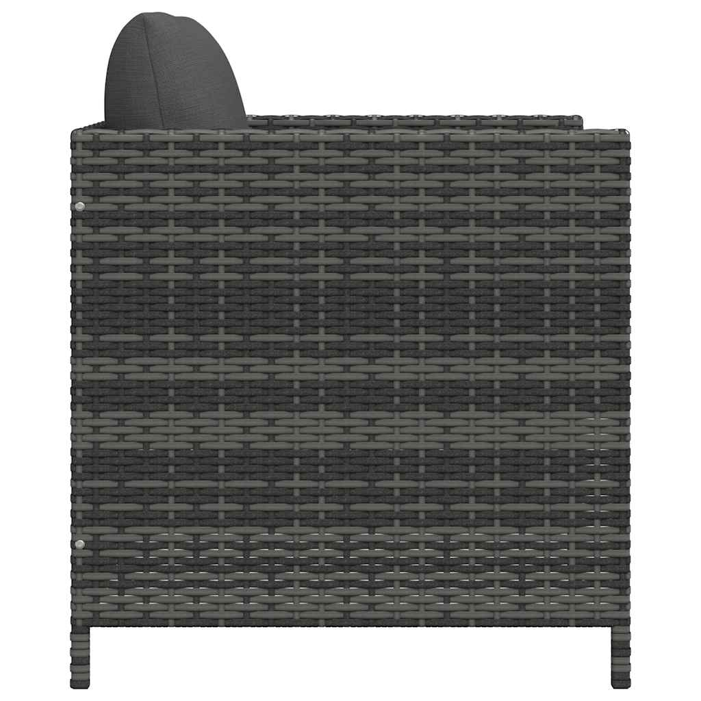 vidaXL Canapé de jardin avec coussins en poly rotin gris