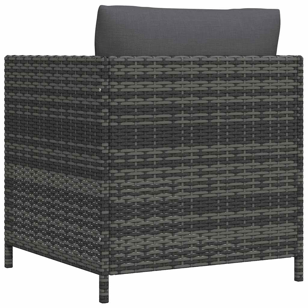 vidaXL Canapé de jardin avec coussins en poly rotin gris