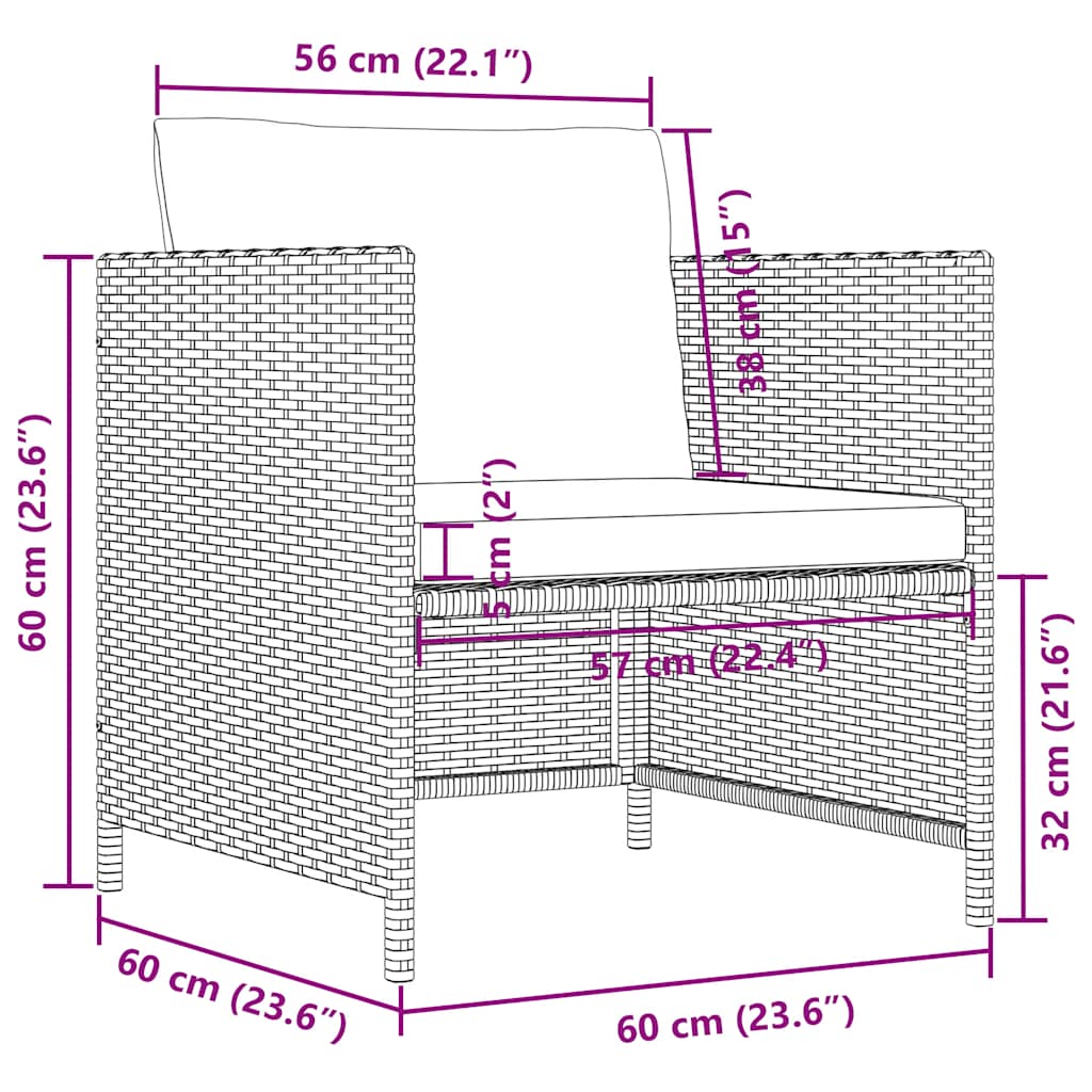 vidaXL Canapé de jardin avec coussins en poly rotin gris