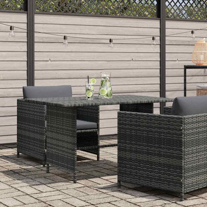 Garten-Esstisch Grau 110x70x65 cm Poly Rattan