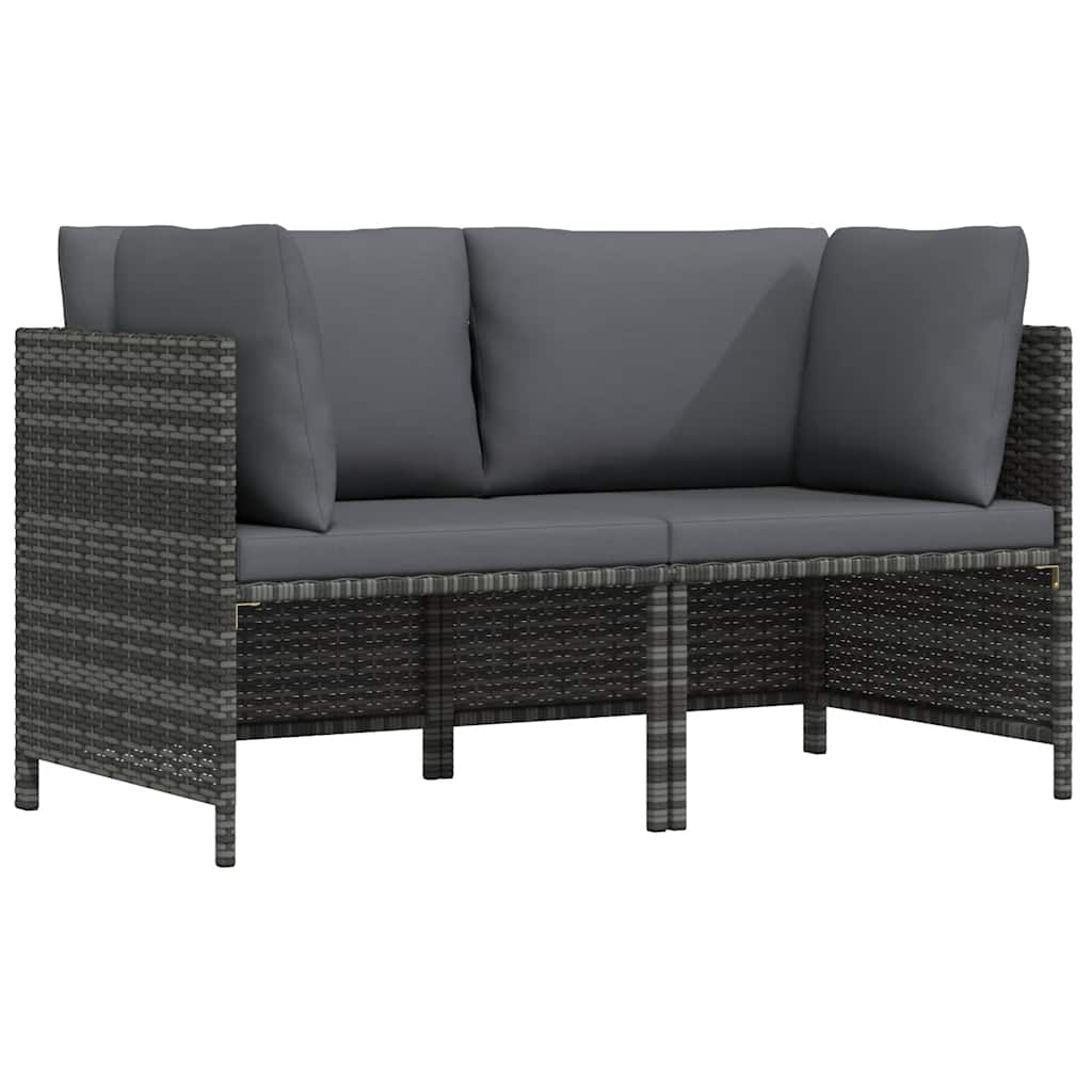 vidaXL Canapé de jardin 2 places avec coussins en résine tressée gris