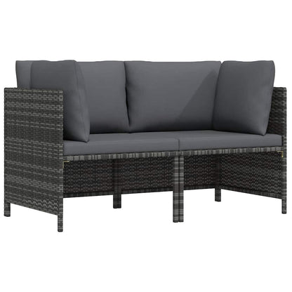 vidaXL Canapé de jardin 2 places avec coussins en résine tressée gris