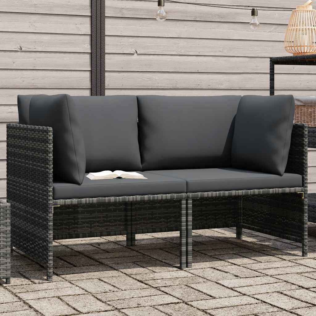 vidaXL Canapé de jardin 2 places avec coussins en résine tressée gris