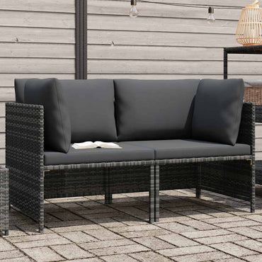 vidaXL Canapé de jardin 2 places avec coussins en résine tressée gris