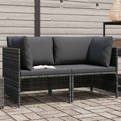 vidaXL Canapé de jardin 2 places avec coussins en résine tressée gris
