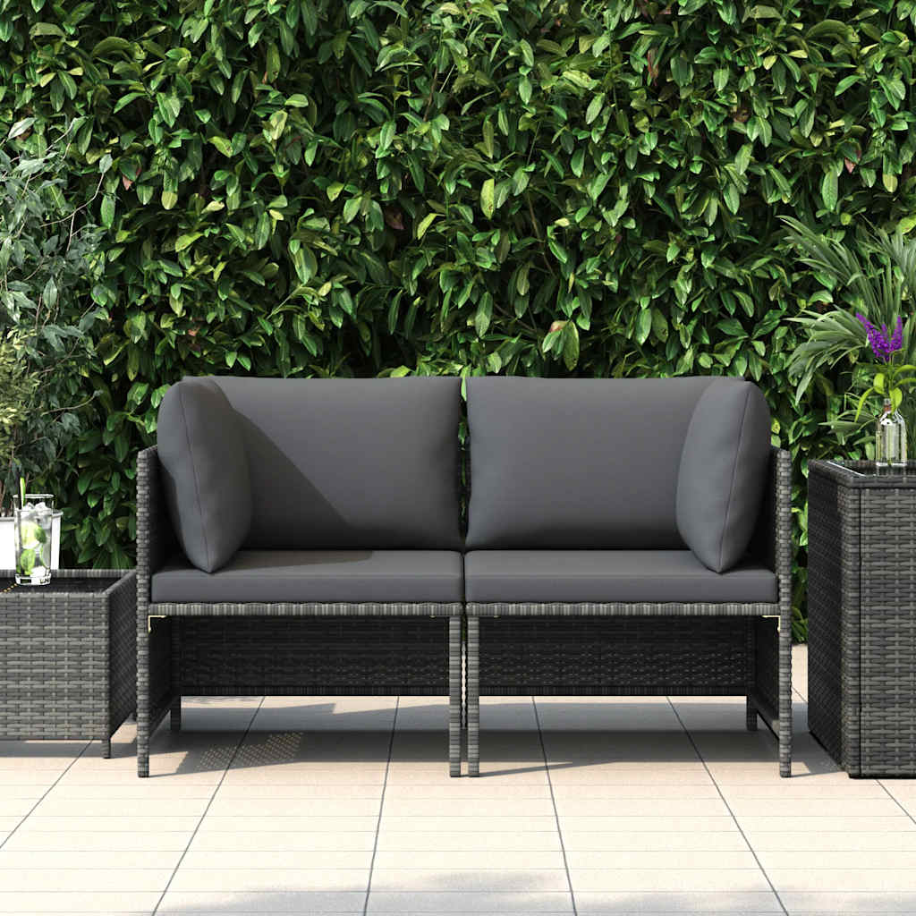 vidaXL Canapé de jardin 2 places avec coussins en résine tressée gris