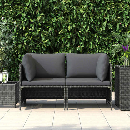 vidaXL Canapé de jardin 2 places avec coussins en résine tressée gris