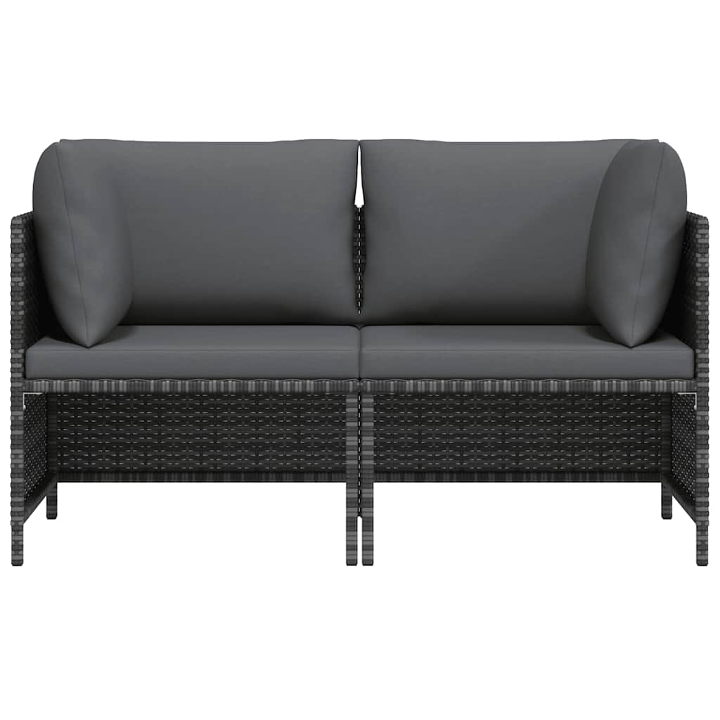 vidaXL Canapé de jardin 2 places avec coussins en résine tressée gris