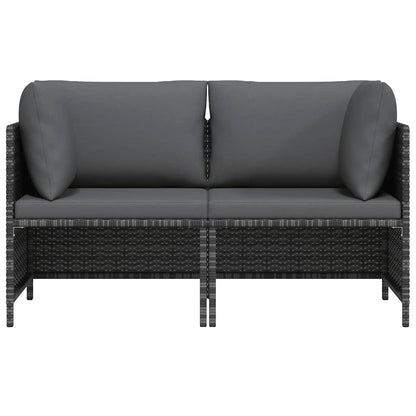 vidaXL Canapé de jardin 2 places avec coussins en résine tressée gris