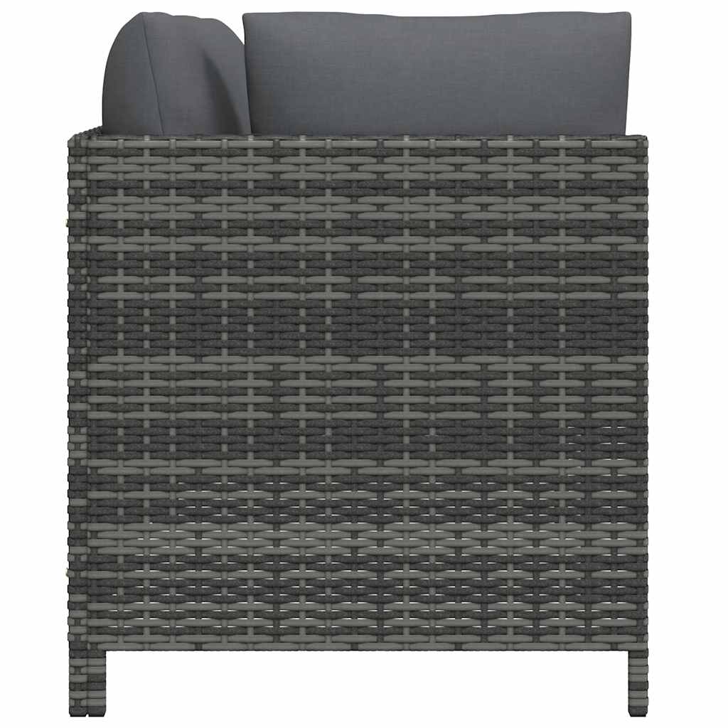 vidaXL Canapé de jardin 2 places avec coussins en résine tressée gris