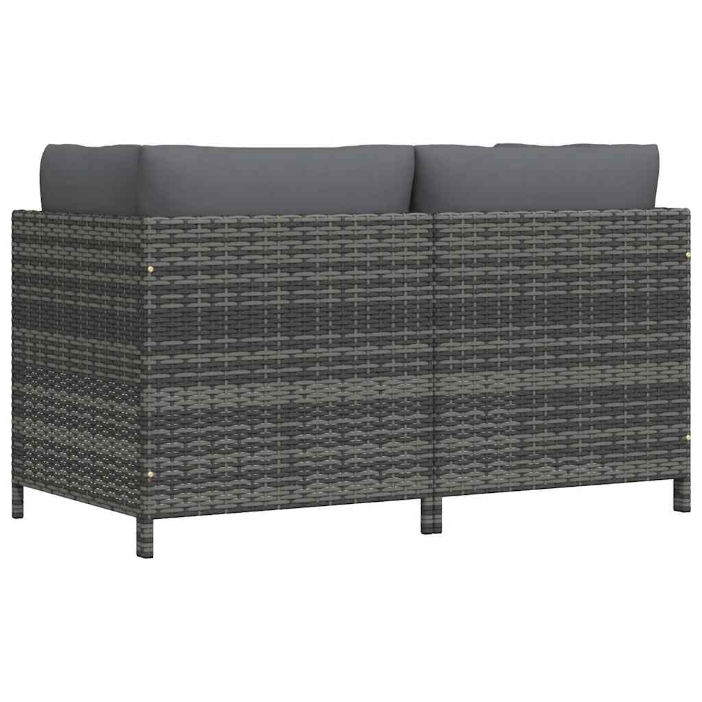 vidaXL Canapé de jardin 2 places avec coussins en résine tressée gris