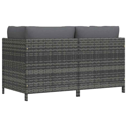vidaXL Canapé de jardin 2 places avec coussins en résine tressée gris