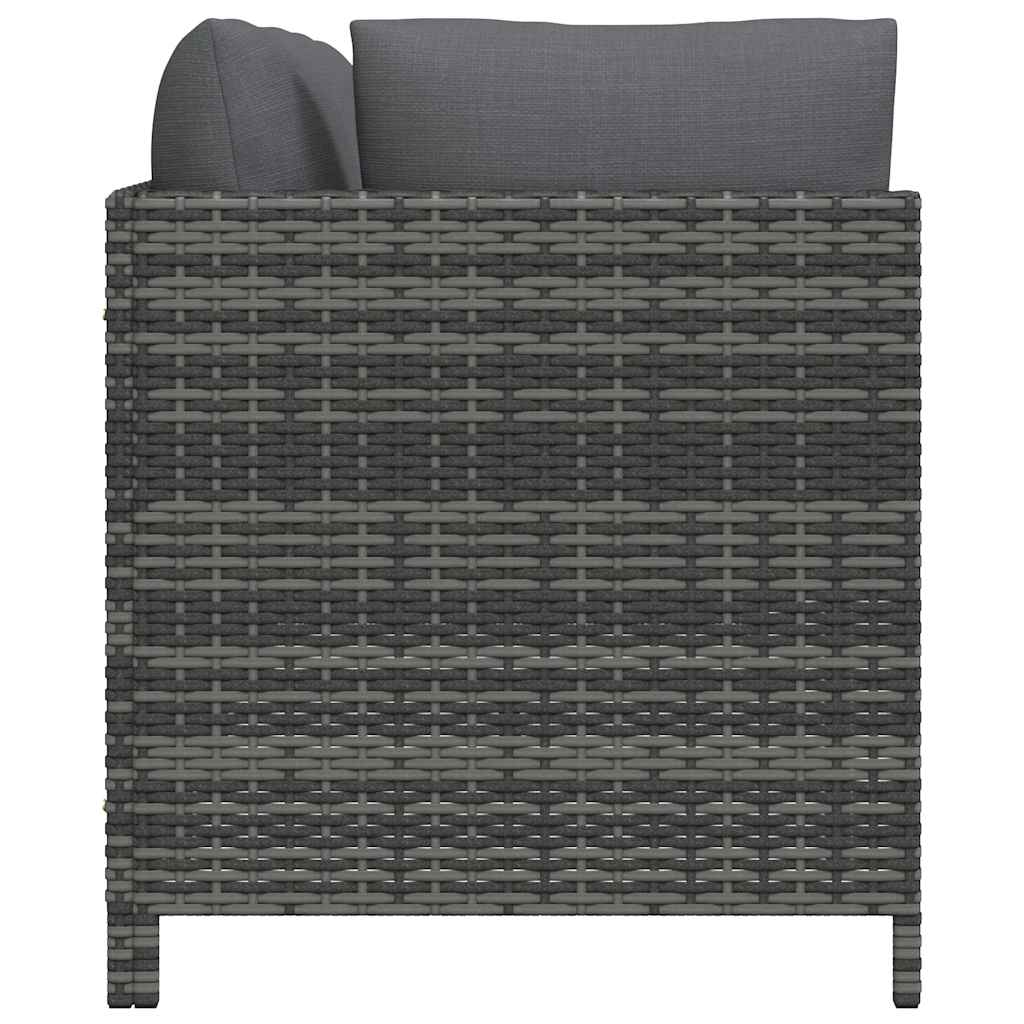 vidaXL Canapé de jardin 3 places avec coussins gris en polyrotin