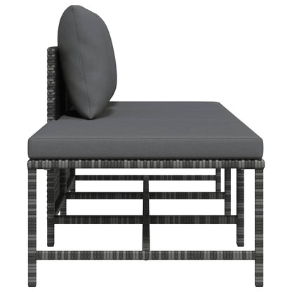 vidaXL 3-tlg. Garten-Sofagarnitur mit Kissen Grau Poly Rattan