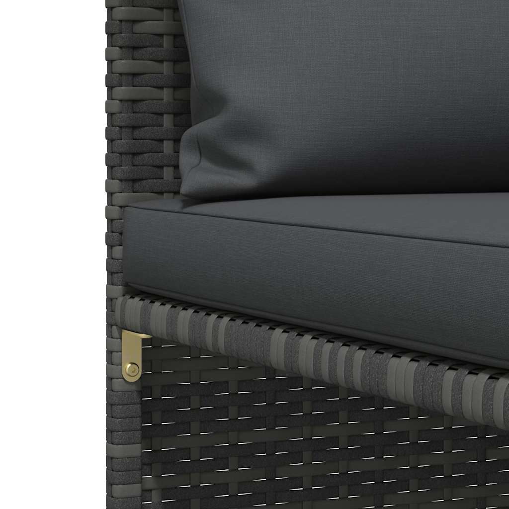vidaXL 3-tlg. Garten-Sofagarnitur mit Kissen Grau Poly Rattan