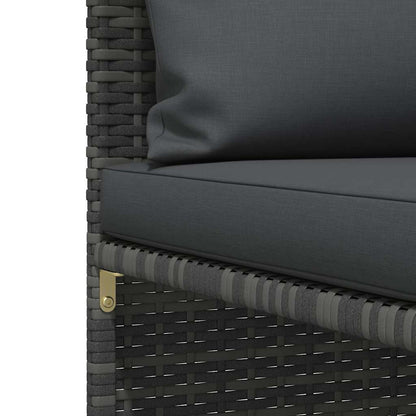 vidaXL 3-tlg. Garten-Sofagarnitur mit Kissen Grau Poly Rattan