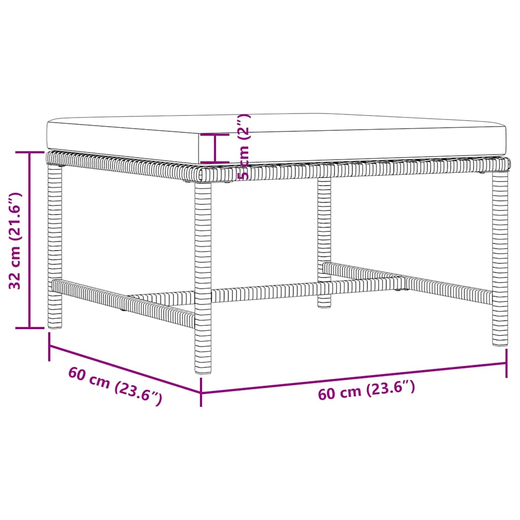 vidaXL 3-tlg. Garten-Sofagarnitur mit Kissen Grau Poly Rattan