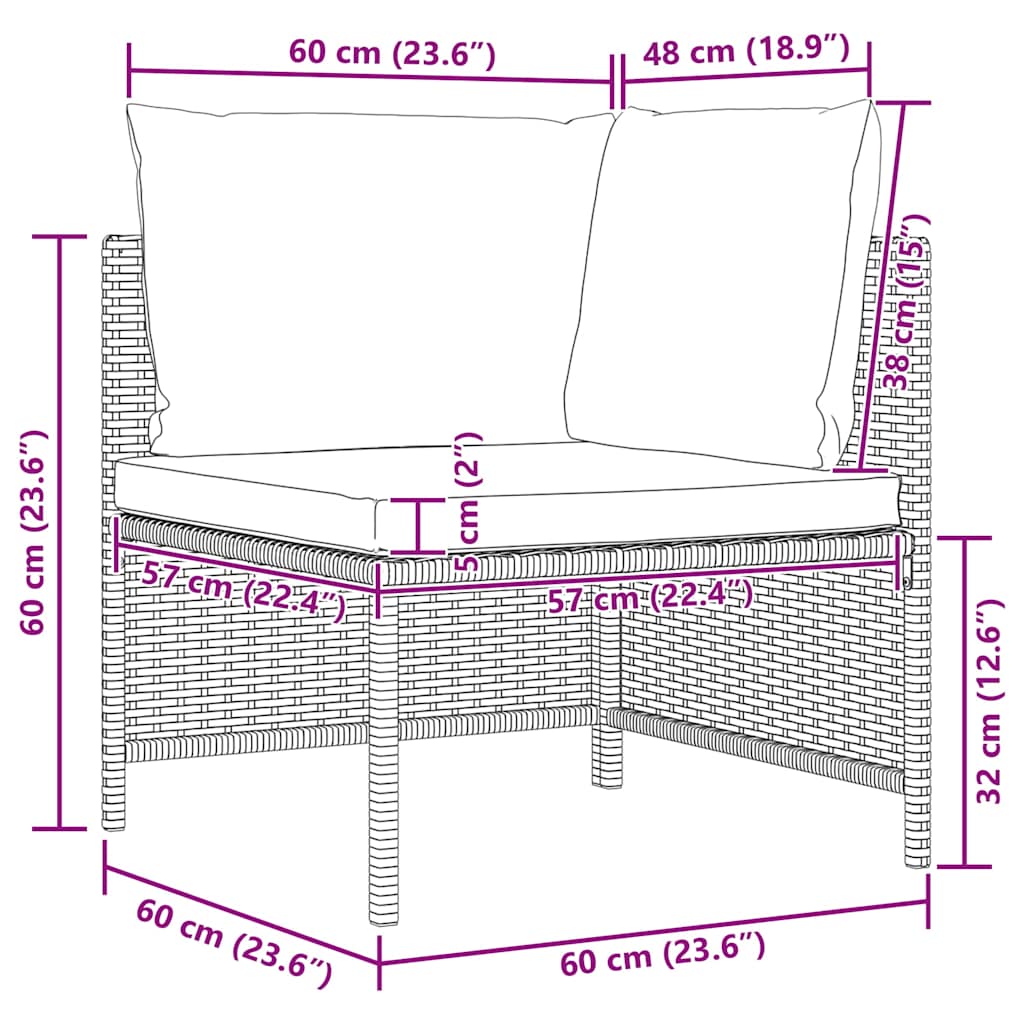 vidaXL 4-Sitzer-Gartensofa mit Kissen Grau Poly Rattan