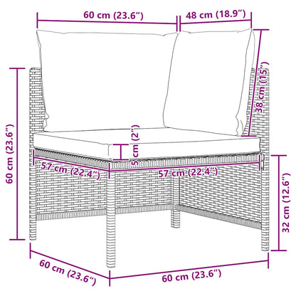 vidaXL 4-Sitzer-Gartensofa mit Kissen Grau Poly Rattan