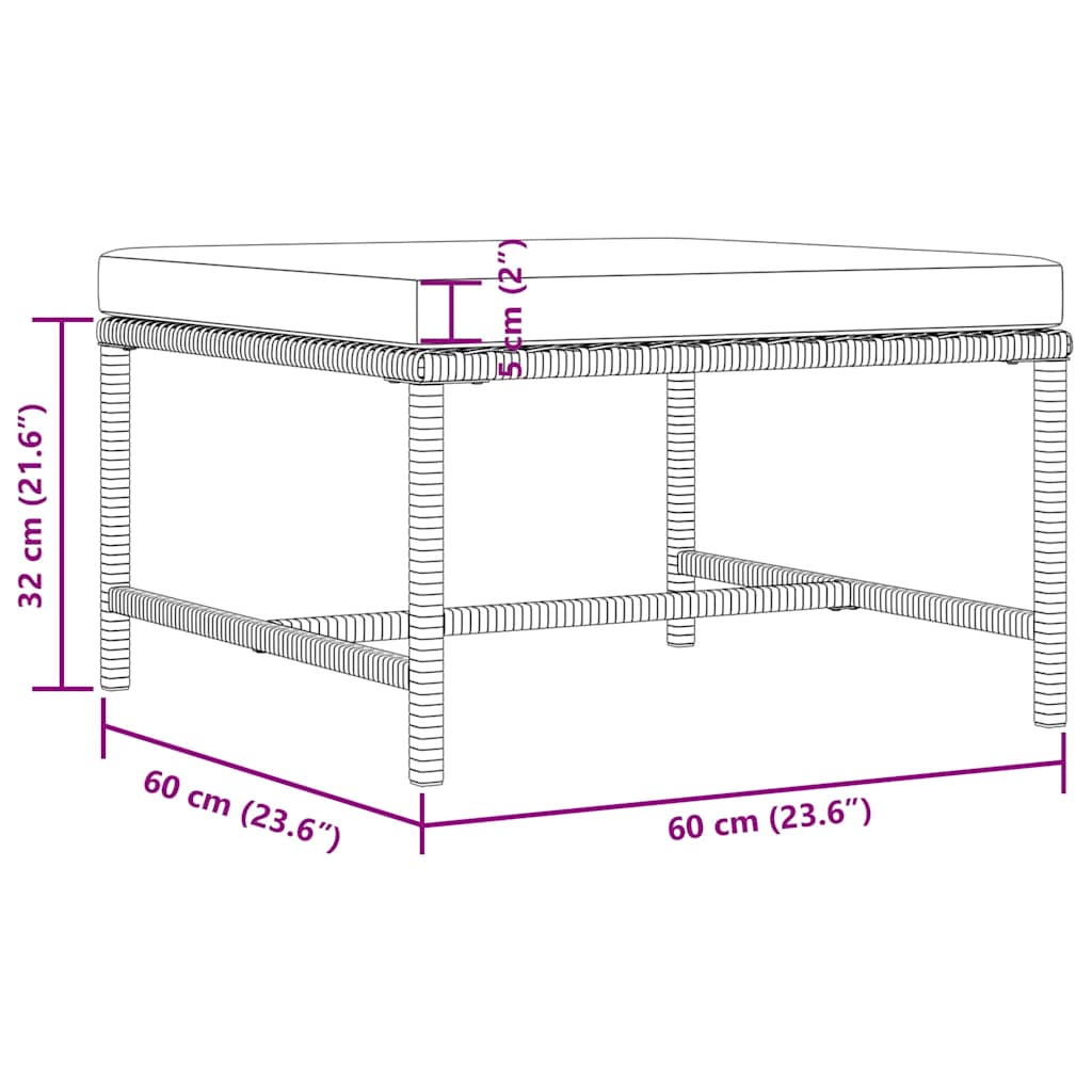 vidaXL 4-tlg. Garten-Sofagarnitur mit Auflagen Poly Rattan Grau