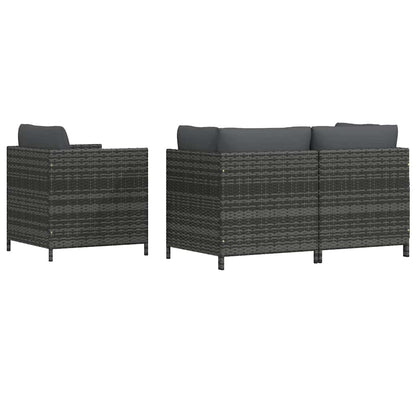 vidaXL 4-tlg. Garten-Sofagarnitur mit Auflagen Poly Rattan Grau