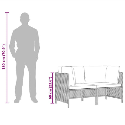 vidaXL 2-tlg. Garten-Sofagarnitur mit Auflagen Poly Rattan Grau