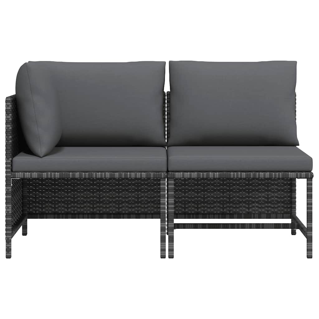 vidaXL 2-tlg. Garten-Sofagarnitur mit Auflagen Poly Rattan Grau
