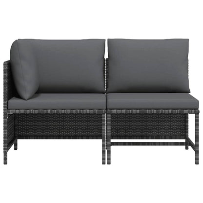 vidaXL 2-tlg. Garten-Sofagarnitur mit Auflagen Poly Rattan Grau