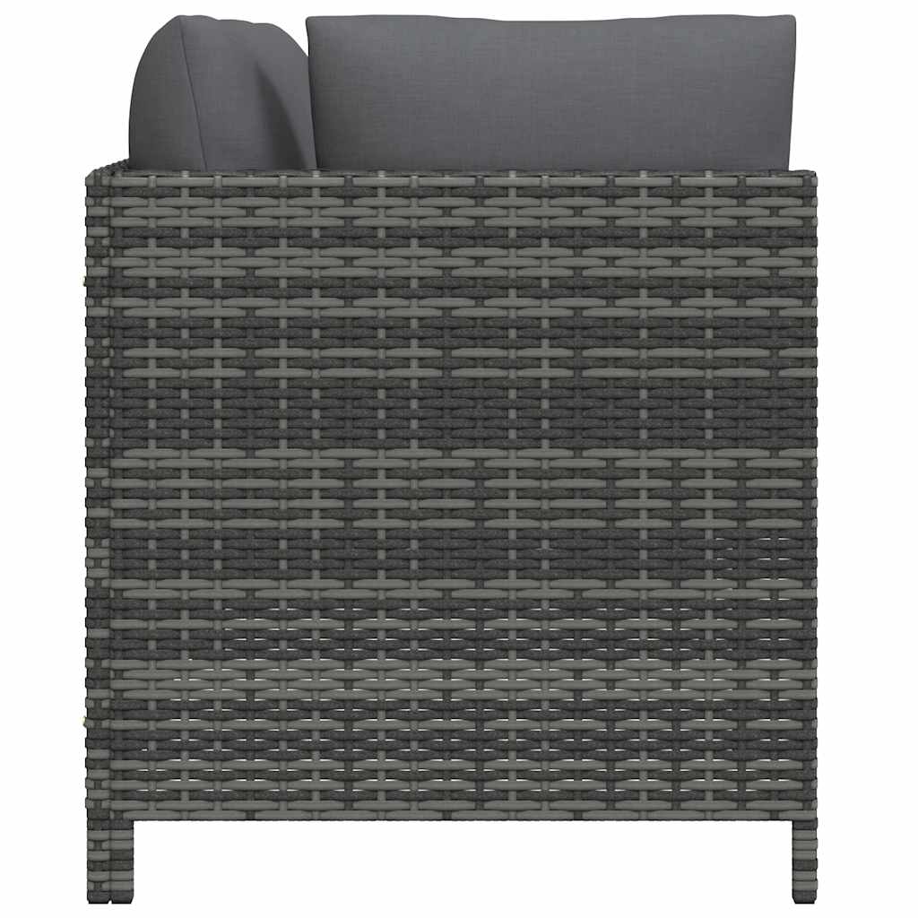 vidaXL 2-tlg. Garten-Sofagarnitur mit Auflagen Poly Rattan Grau