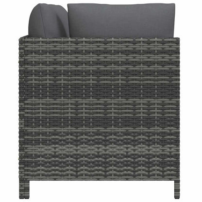 vidaXL 2-tlg. Garten-Sofagarnitur mit Auflagen Poly Rattan Grau