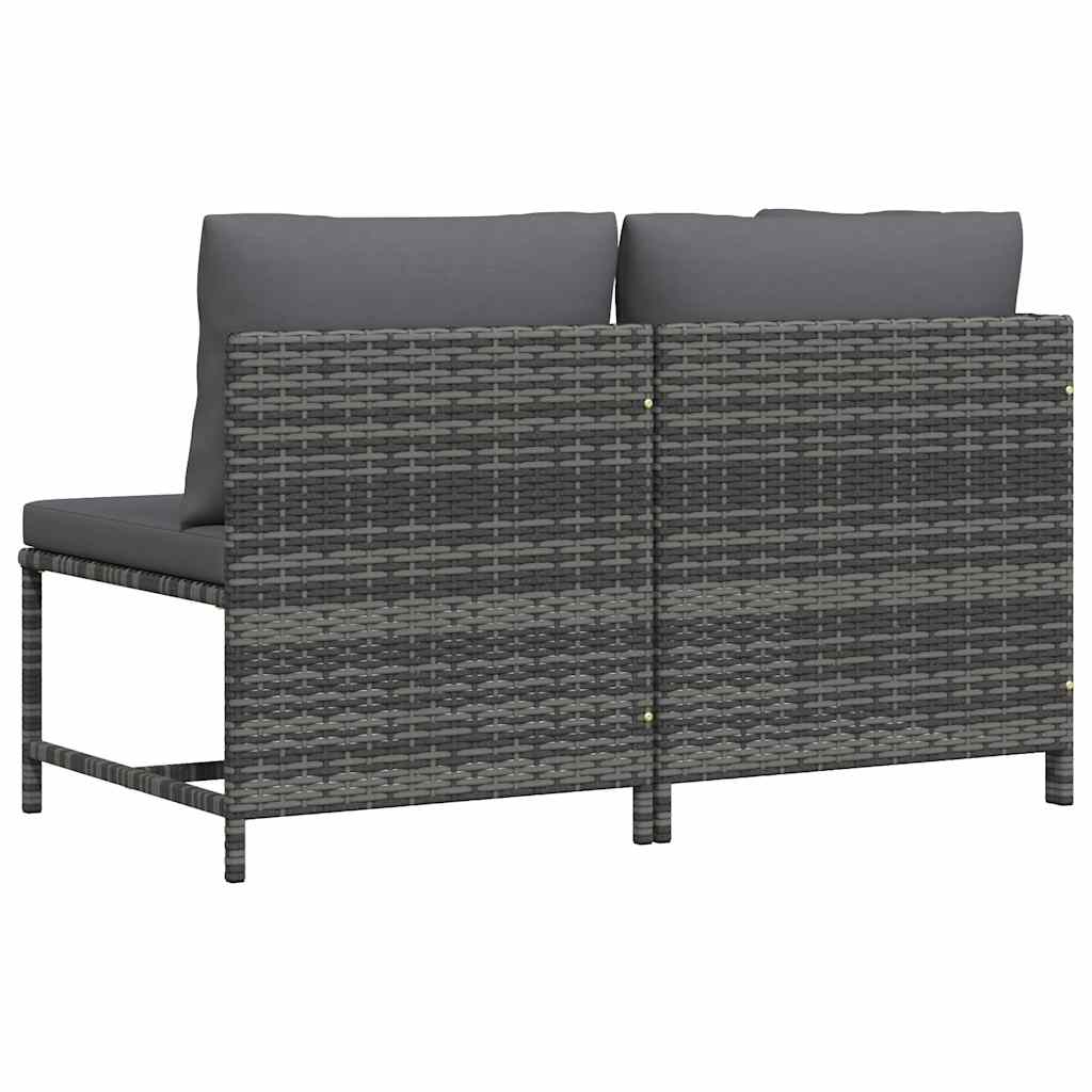 vidaXL 2-tlg. Garten-Sofagarnitur mit Auflagen Poly Rattan Grau