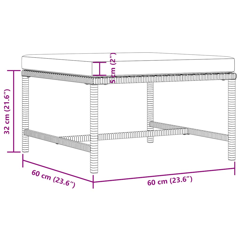 3-tlg. Garten-Sofagarnitur mit Auflagen Schwarz Poly Rattan