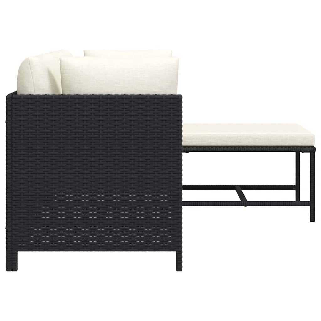 vidaXL 4-tlg. Garten-Sofagarnitur mit Auflagen Schwarz Poly Rattan