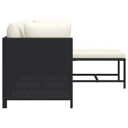 vidaXL 4-tlg. Garten-Sofagarnitur mit Auflagen Schwarz Poly Rattan
