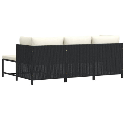 vidaXL 4-tlg. Garten-Sofagarnitur mit Auflagen Schwarz Poly Rattan