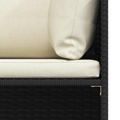 vidaXL 4-tlg. Garten-Sofagarnitur mit Auflagen Schwarz Poly Rattan