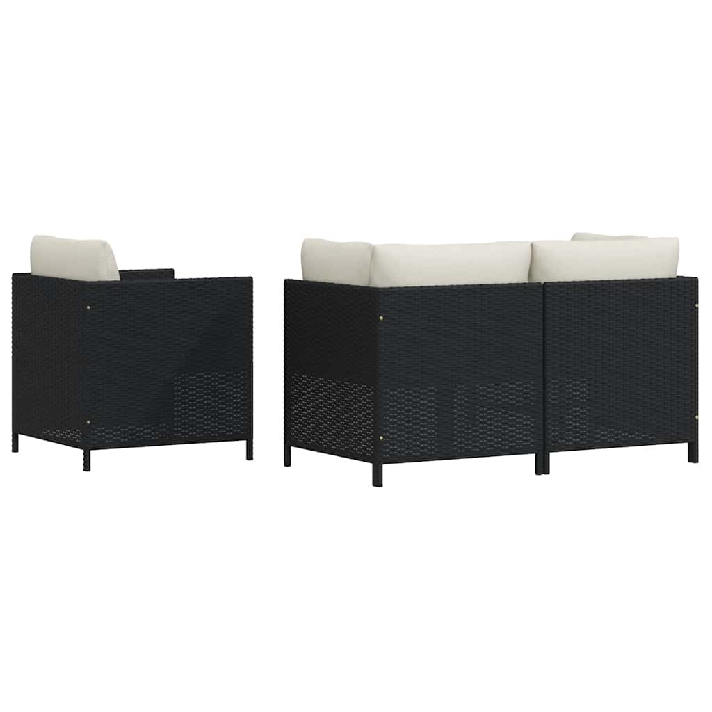 vidaXL 4-tlg. Garten-Sofagarnitur mit Auflagen Schwarz Poly Rattan