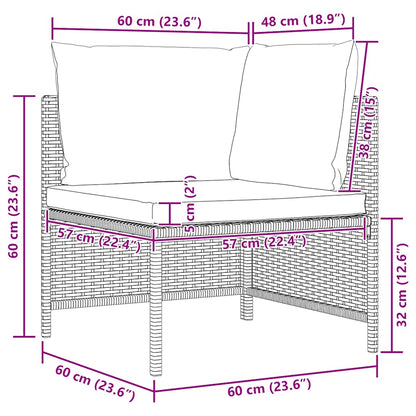 vidaXL 4-tlg. Garten-Sofagarnitur mit Auflagen Schwarz Poly Rattan