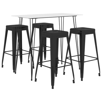 vidaXL 5-tlg. Bar-Set Weiß und Schwarz